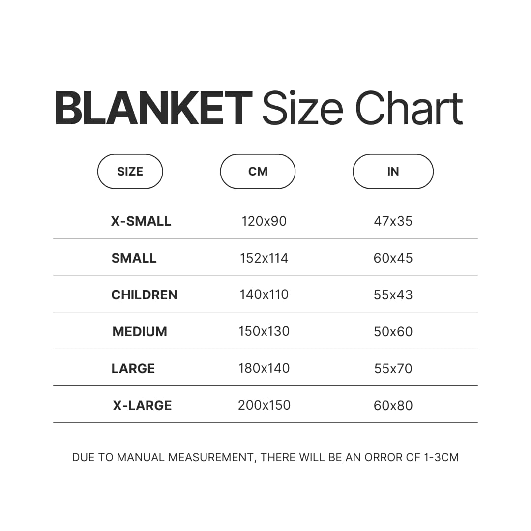 Blanket Size Chart - Chainsaw Man Gifts