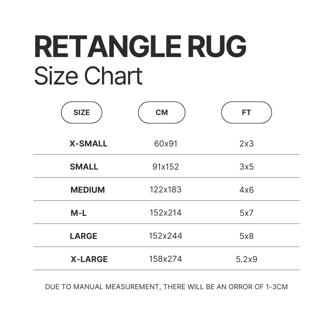 Retangle Rug Size Chart - Chainsaw Man Gifts