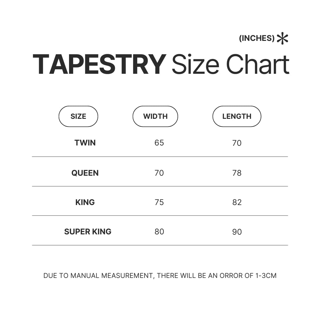 Tapestry Size Chart - Chainsaw Man Gifts