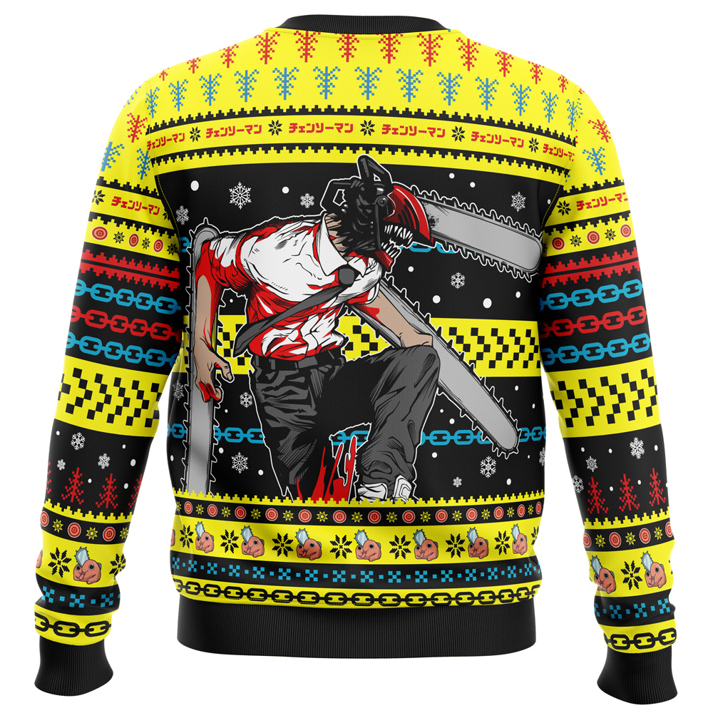 Christmas Chainsaw Man Chainsaw Man Ugly Christmas Sweater - Image 2