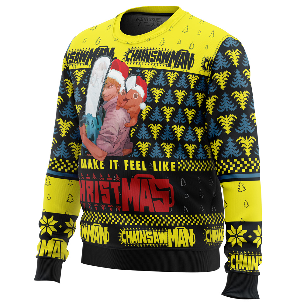 You Make It Fell Like Christmas Chainsaw Man Ugly Christmas Sweater - Image 2